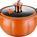 Micro Pressure Cooker Maifan Stone Soup Pot Pumpkin Shaped Non-Stick Pot 8L Multi-Function Micro Pressure Cooking Pot Gas Stove/Open Fire Induction Cooker Universal Stew Pot (Orange)