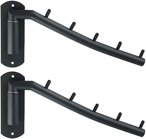 Alise Swing Clothes Hanger Rack,Black Garment Racks Wall Mounted Clothes Bar-Hanger Hooks Heavy Duty Folding Drying Rack Clothing Hanging System Closet Storage Organizer,Pack of 2