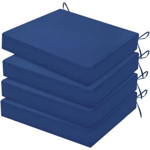 HARBOREST Outdoor Chair Cushions Set of 4, Water Resistant Patio Chair Cushions with Ties, Square Corner Outdoor Seat Cushions for Patio Furniture, 18.5"x16"x3", Royal Blue