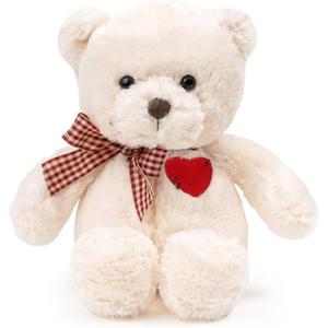 Teddy Bear Plush with Heart Cute White Teddy Bear Stuffed Animal Soft Stuffed Anamals Bear Plushie Christmas Birthday Gifts for Girlfriend Boyfriend Kids 13.8"