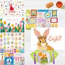 6 Pack Easter Placemats, Non-Slip Washable, Reusable Placemat - Bunnies, Flowers, Easter Eggs, Holiday Theme Placemats for Home, Office, Restaurant, Dining Table, Adults, Kids