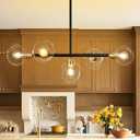 Black and Gold Linear Chandelier 5 Lights Modern Sputnik Chandeliers 36.2''