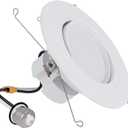 HALO RA 6 inch LED Recessed Light Trim with Adjustable Gimbal, Selectable Lumens and Selectable Color Temperature, Dim-to-Warm Feature, Damp Location Rated RA56LS9FSD2W1EWH