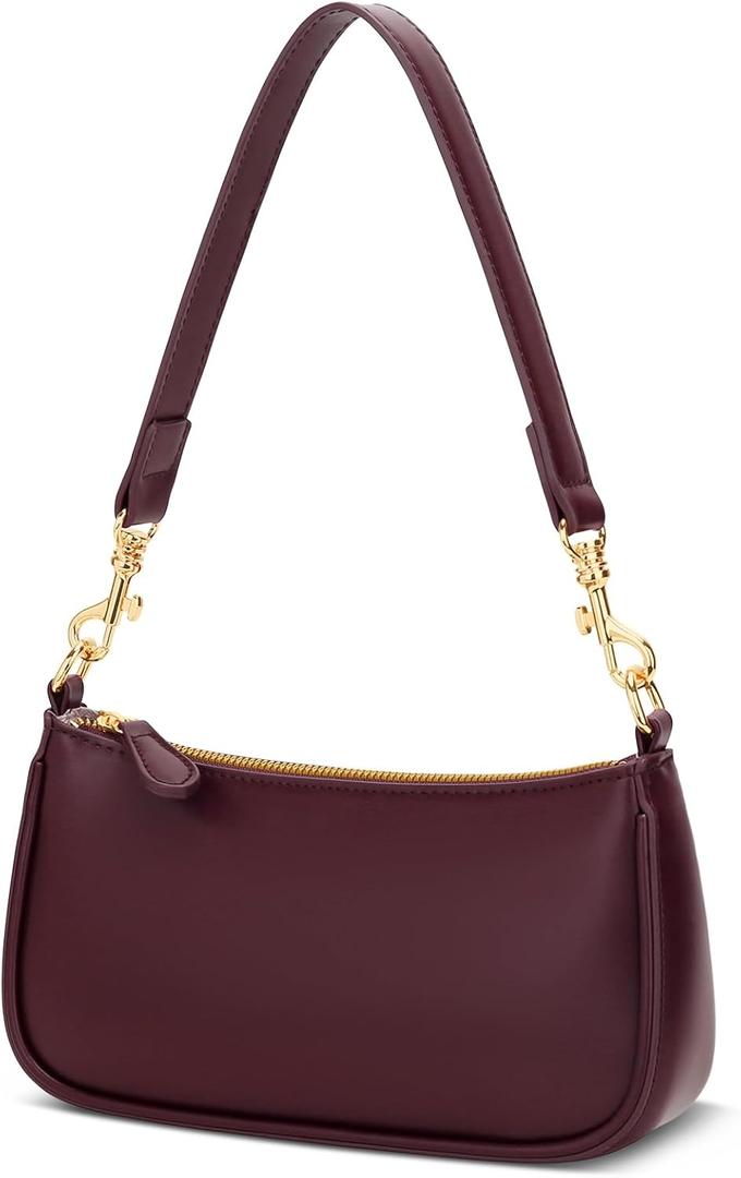 KKXIU Small Shoulder Bag for Women - Mini Purses for Women Vegan Leather Purse Classic Retro Handbag with Removable Strap (Wine)