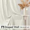 MIULEE Ivory Privacy Sheer Curtains That Let Light in 90 Inches Long Non-See-Through Semi Sheer Curtain Light Filtering Window Curtains Drapes for Living Room Bedroom 2 Panels Set