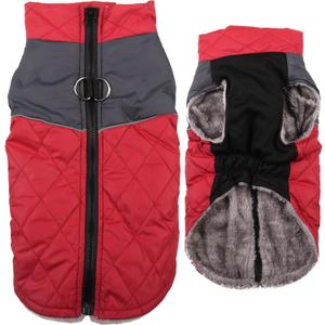 Warm Fleece Dog Coats for Small Dogs,D-Rings Waterproof Puppy Jacket for Cold Winter,Red M (Medium (Pack of 1))