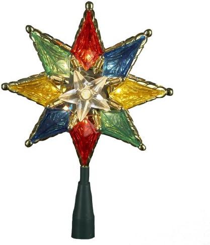 Kurt Adler 10-Light 8-Point Star Christmas Treetop, 8-Inch, Multi-Colored