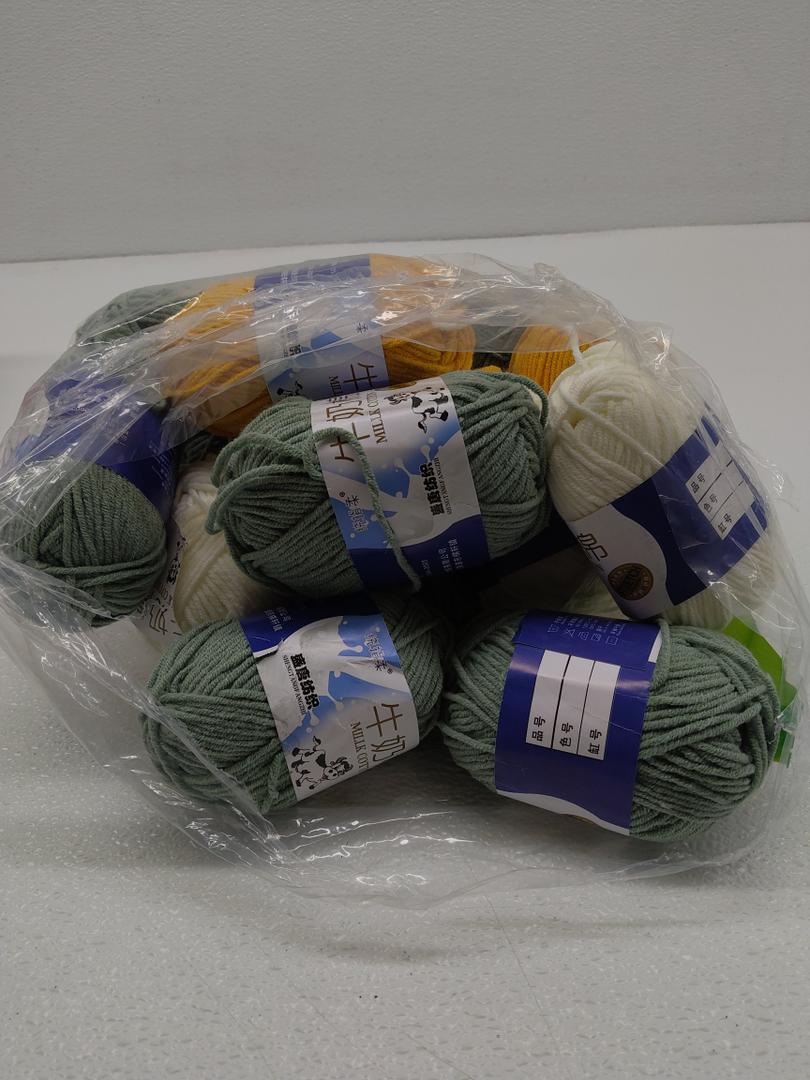 Caddice Comfy Blend Milk Wool Starter Kit - 12 Rolls Soft, Plain, Bulk Yarn for Knitting, Crochet, Handcrafts (Mint, Orange, Ivory)