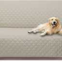 U-NICE HOME Reversible Sofa Cover Couch Cover for Dogs with Elastic Straps Water Resistant Furniture Protector for Pets Couch Cover for 3 Cushion Couch (Sofa, Beige/Beige)