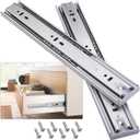 Soft Close Stainless Steel Drawer Slides 1 Pair Full Extension 10 12 14 16 18 20 22 24 inch Side Mount Dresser Cabinet Replacement Ball Bearing Rails Runner 100LB