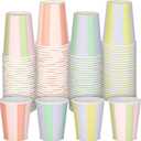 Pastel 100 Pcs Striped Paper Cups 9 oz Cute Disposable Cups Ideal for Hot or Cold Drinking Wedding Birthday Party Supplies
