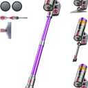 Cordless Vacuum Cleaner, 600W 50Kpa 70 Mins Cordless Stick Vacuum, Self-Standing Wireless Vacuum with Touch Screen, Charging Dock, Anti-Tangle Rechargeable Vacuum Cleaners for Home/Pet Hair/Carpet (Purple)