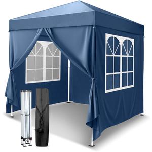 VINGLI 6.5x6.5 Pop Up Canopy Tent with Sidewalls, Outdoor Gazebo Canopy Tent, Patio Event Tents Outdoor Event Shelter for Parties (Blue)