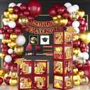 Graduation Decorations Class of 2026,Maroon and Gold Graduation Decorations 2026,Maroon and Gold Grad Balloon Boxes with Letters 2026,So Proud of You Backdrop for Graduation Party