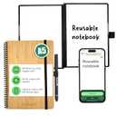 Bambook Classic - Reusable Notebook - Luxurious Bamboo Hardcover - A5 - Blank & Lined - Rewritable, Dry Erase, Whiteboard, Erasable - Free Pen Scan App