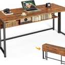 Huuger Folding Desk with Storage Shelf, 47.2 Inch Foldable Computer Table, 18.5"D x 47.2"W