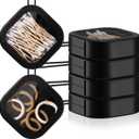 Kathfly 4 Pcs Black Hair Tie Organizer Portable Hair Accessory Storage Containers Stackable Tie Bobby Pin Holder Home Cotton Swab Dispenser Accessories Jewelry Organizer Box
