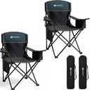 Overmont Lightweight Camping Chair for Adults - Portable with 3-Can Cooler, 2pcs