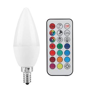 Klanata 3W RGB Color Changing LED Candelabra Light Bulbs, E12 Base with Remote Control, AC 85-265V, Warm White and Multicolor Options for Decorative Lighting in Homes and Events