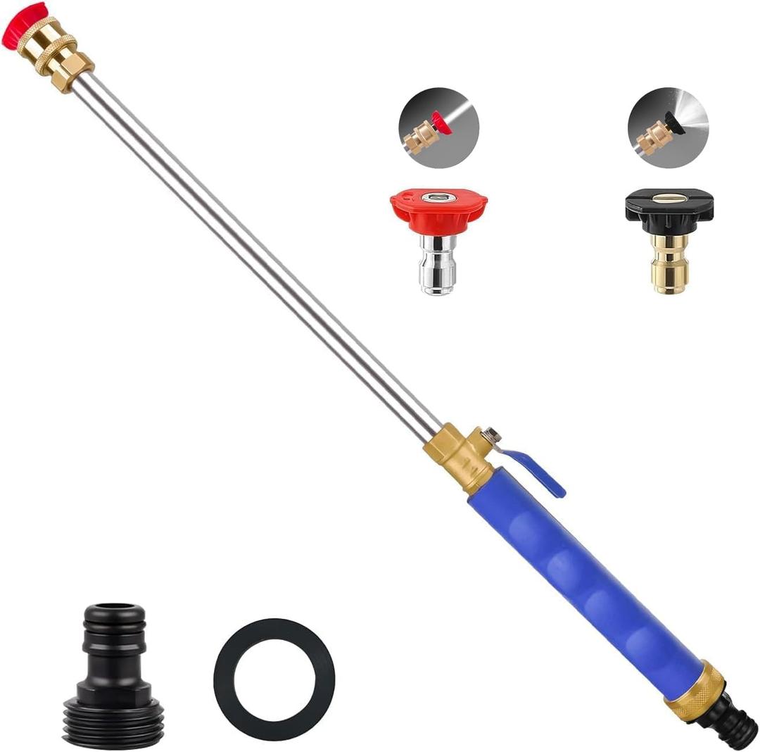 2026 Upgraded Jet Nozzle Power Washer for Garden Hose, 2-In-1 High Pressure Wand with 2 Different Nozzles and Quick Connectors, High Pressure Washer Tools For Patio Car Window Pet Washing (blue)