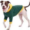 LovinPet Large Dog Pajamas, Cotton Green Stripe Dog Shirt, Pet Pajamas for Dogs, Onesies for Dogs, Stop Shedding for Dogs, Pitbull Shirt, Pet PJ's, 2XL