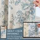 jinchan Linen Floral Tier Curtains 36 Inch Farmhouse Botanic Cafe Curtains Light Filtering Drapes for Small Windows Back Tab Half Window for Kitchen Living Room Bathroom 2 Panels Blue