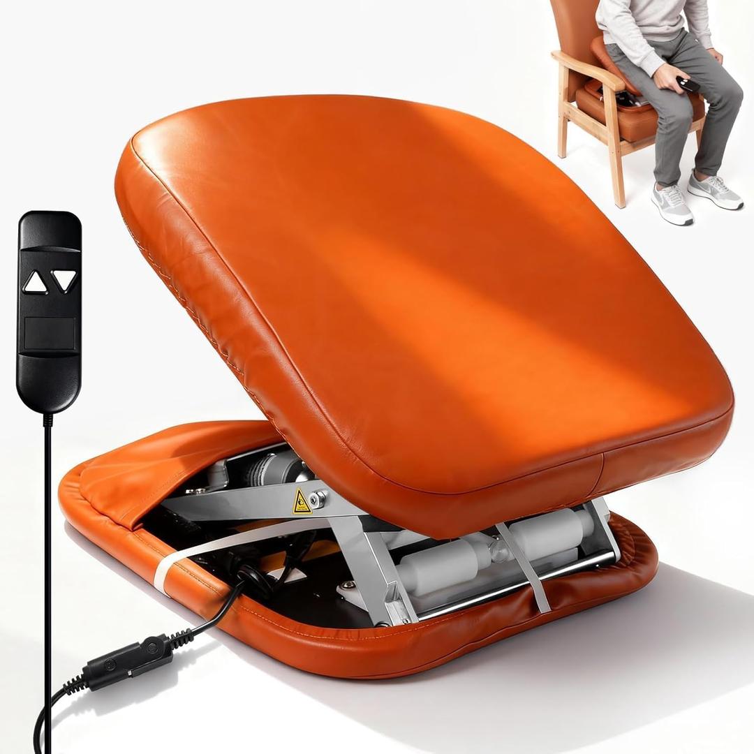 Chair Lift Assist Cushion with Remote Control - Motorized Up/Down Height Adjustment, 200lb Capacity Chair Riser Seat Assist Lifting for Seniors, 15.5 inch