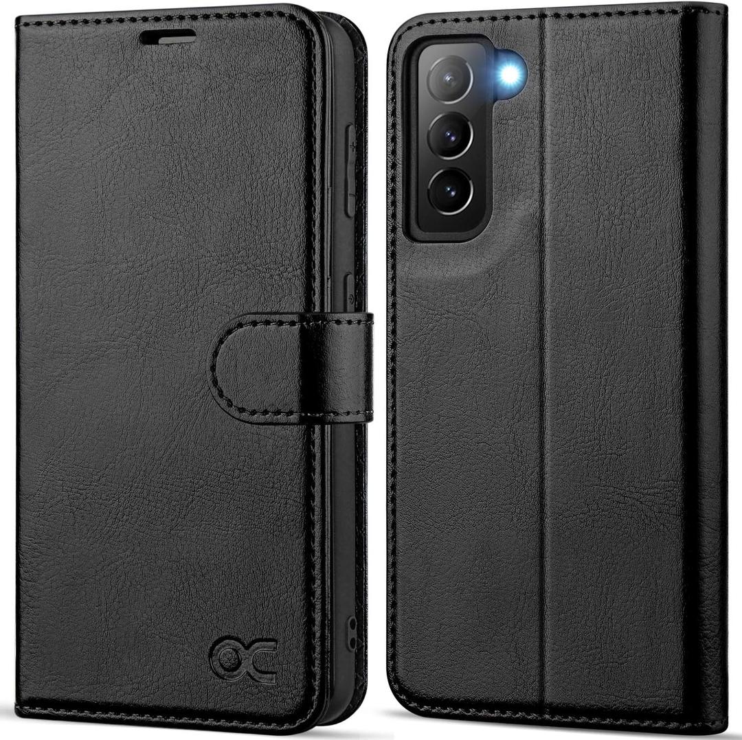 OCASE Compatible with Samsung Galaxy S21 Wallet Case, PU Leather Flip Folio Case with Card Holders RFID Blocking Kickstand Shockproof TPU Inner Shell Phone Cover 6.2 Inch-Black