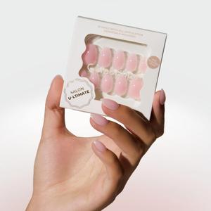 Celebritips Press On Nails - Salon U-ltimate | Clean Pink, Extra Short Almond Nails, Reusable | 16 sizes - 32 Nails Kit with Glue and Sticky Tabs