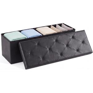 DUMOS 43 Inch Folding Ottoman with Storage Bench, Foot Rest Stool Ottoman, 15.2"D x 43"W x 15.2"H