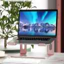 SOUNDANCE Laptop Stand, Aluminum Computer Riser, Ergonomic Laptops Elevator for Desk, Metal Holder Compatible with 10 to 15.6 Inches Notebook Computer, Gold Pink