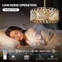 Crystal Caged Ceiling Fan Light: 20'' Gold Fandelier Ceiling Fan Light Modern with APP Control/Remote/6 Speed/Timer Semi Flush Mount Chandelier for Bedroom Living Dining Room Kitchen Nursery, E12 Base