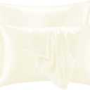 Q&J Fabric Co. Satin Pillowcase King, Beige Pillow Cases Set of 2, Smooth and Cooling Similar to Silk Pillowcases with Envelope Closure, King Size Pillow Covers for Hair Care, 20x36 Inch