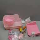 20 Pcs Rabbit Starter Kit Small Bunny Litter Box Animal Grooming Kit with Hanging Pet Bowls Water Bottle Bunny Toys Flannel Blankets with Cleaning Set for Guinea Pig Rabbit Accessories(Pink)