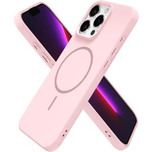 oakxco for iPhone 13 Pro Case Silicone Mag Safe, Magnetic Slim Thin Phone Case Compatible with Magsafe Wireless Charging, Cute Girly Aesthetic Soft Rubber Gel Safecase for Women Girls, Light Pink