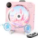 Portable Bluetooth CD Player with Speakers - Small Wall CD Player for Home with Remote Control FM Radio Digital Screen Headphone Jack,Support AUX in Cable&USB,Pink Kpop Player