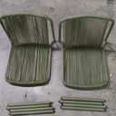Christopher Knight Home Set of 2 Burgess Minimalist Patio Wicker Stacking Dining Chairs, Outdoor PE Rattan Accent Armless Chair, Sturdy Metal Frame Garden/Porch/Backyard Stackable Side Chair, Green (Minor defect on cord alignment/tie at the backrest area.)