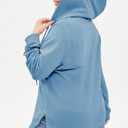 AlvaQ Womens Plus Size Sweatshirts Casual Long Sleeve V Neck Drawstring Hoodies Tops (Blue, XL)