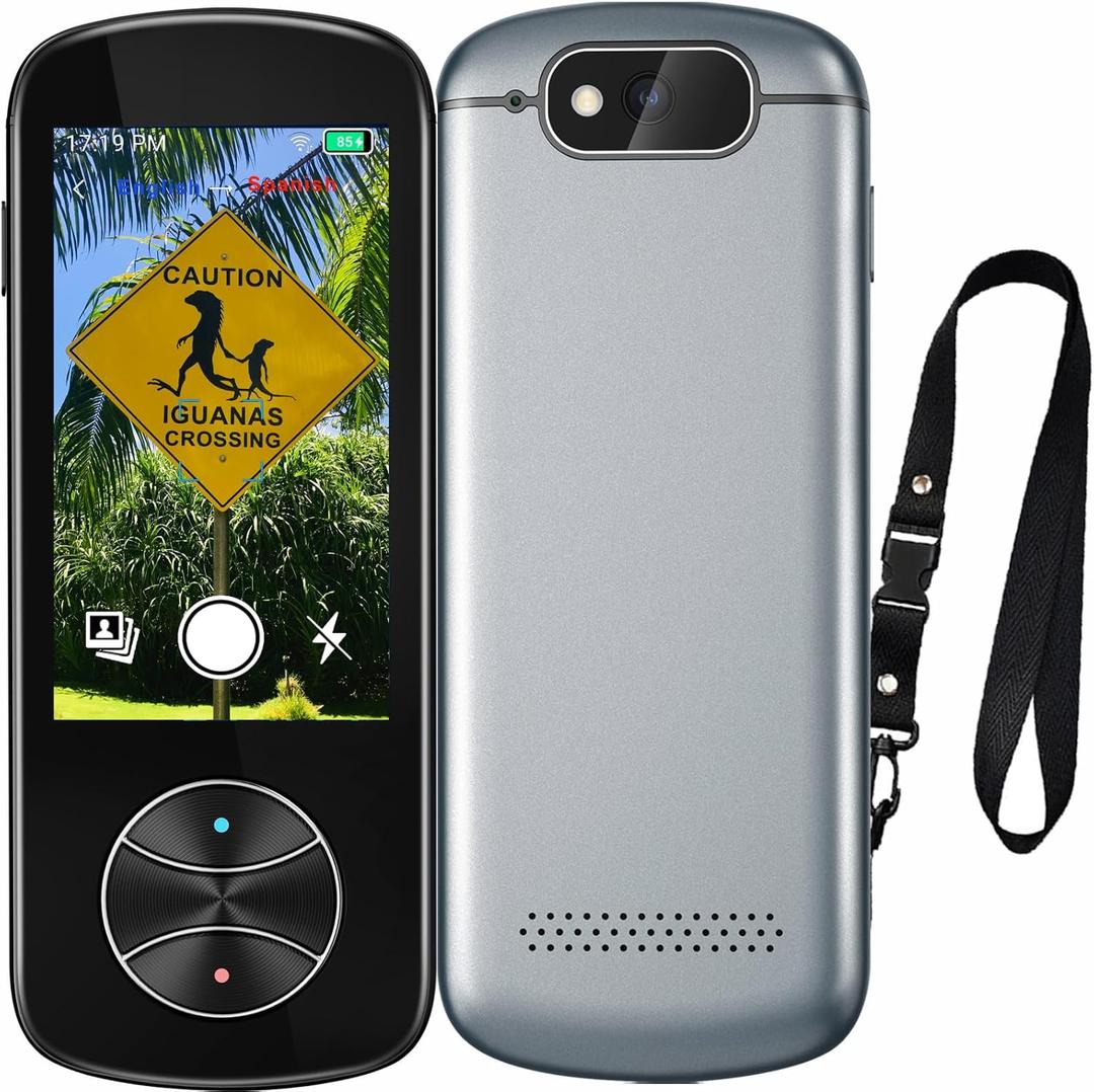 Language Translator Device, Language Translator Two Way with Voice/Offline/Photo 137+ Languages, Translator Device No WiFi Needed, Real-Time Portable AI Translator for Travel Learning Business (Light Black)