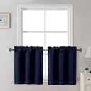 Gwine 24 Inch Long Tier Curtains for Small Window, Short Blackout Kitchen Curtains Over Sink, Half Window Drapes for Bedroom Bathroom Basement, 2 PCS, Each 30" Wx24 L, Navy Blue