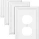4-Pack Duplex Wall Plates, Pure White Electrical Outlet Cover Plates, Durable Metal Receptacle Covers, 3.15''*4.88'', Midsize (1 Duplex 4PK)
