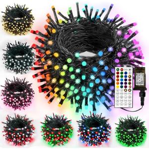 Albelt Smart Color Changing Christmas Lights, Christmas Decoration Lights with Remote & Timer, 66 FT 200 LED RGB Twinkle Fairy String Light Waterproof for Indoor Outdoor Halloween Xmas Tree Decor (1 Pack)