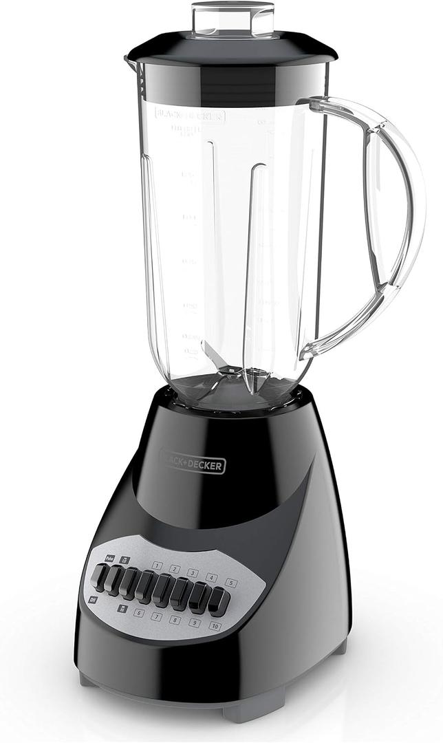 BLACK+DECKER Crush Master Blender, 10-Speeds with Stainless Steel Blades, Black, BL2010BP