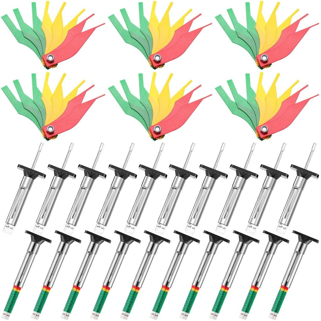 Tire Tread Depth Gauge Brake Lining Gauge Set Color Coded Tire Brake Lining Thickness Automotive Pad Measure Ruler Tool(30 Pcs)