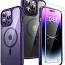 TAURI 3-in-1 Magnetic for iPhone 14 Pro Max Case, [Designed with Magsafe] with 2 Screen Protector, Shockproof Case for iPhone 14 Pro Max, Purple