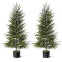 4FT 2Pcs Artificial Norfolk Pine Potted Christmas Tree for Front Door Decor