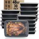 Meal Prep Containers Reusable - 48oz Food Storage Containers with Lids 30 Pack, To Go Food Containers for Meal Prep, Disposable To Go Container with Lids, BPA Free, Microwave/Dishwasher/Freezer Safe