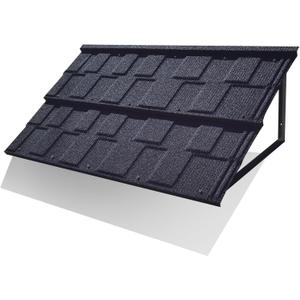 Fixed Metal Awnings 52 in W x 31 in H, Triangle Steel Frame with Tile Shaped Metal Awning for Door Entrance, Windows, Porches and Balconies (Black)