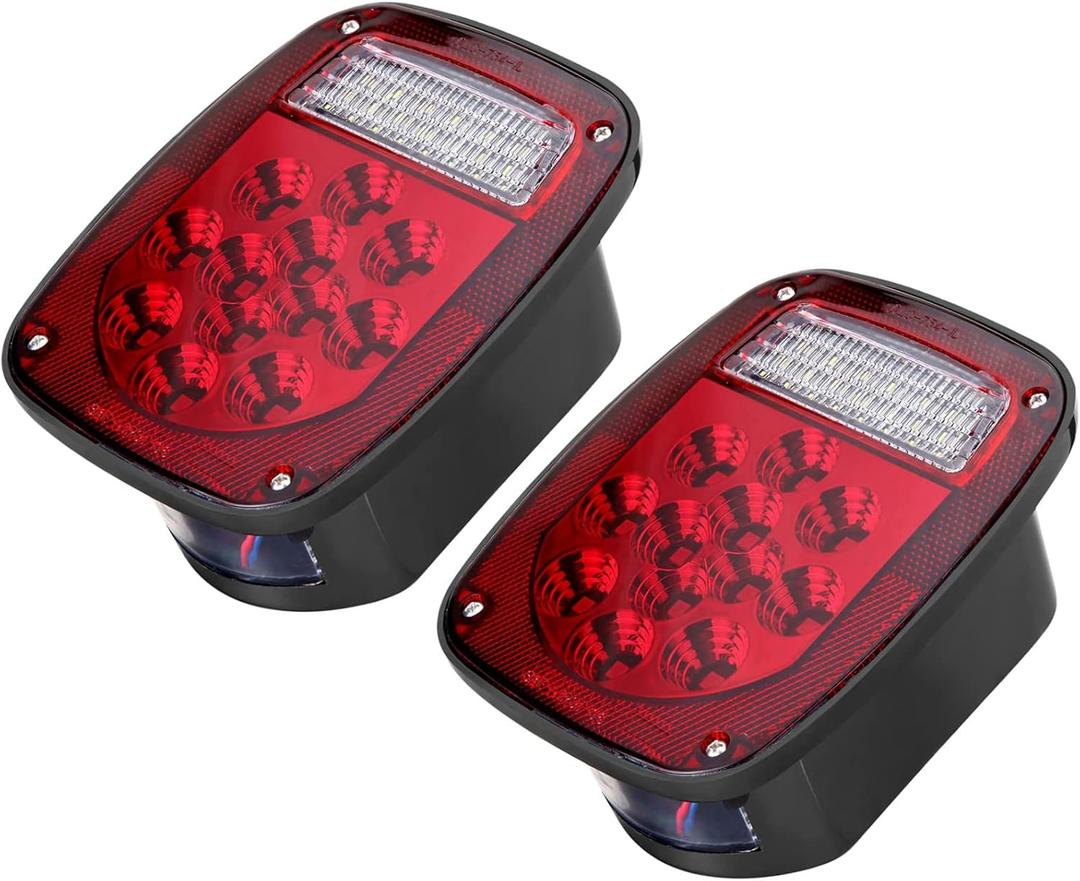 LIMICAR RV Tail Lights, 39 LED Trailer Lights, Red/White Dual Colors Stop Tail Turn Signal Backup Reverse RV Brake Lights for Jeep YJ TJ JK CJ Trailer Truck Caravan