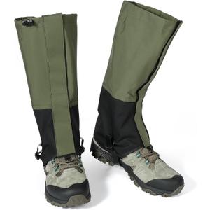 VEILS Leg Gaiters for Hiking Boots, Waterproof Snow Gaiters for Hunting, Trail, Skiing & Outdoor Work, Large Adjustable Shoe Gaiters with TPU Foot Strap for Men & Women, Green 